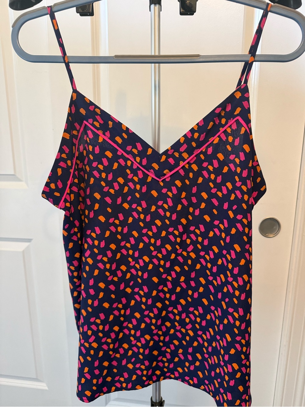 Naked Zebra Navy, Pink & Orange Printed Spaghetti-Strap Cami Top